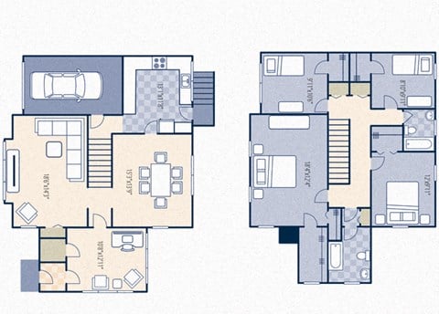 Floor plan for 4 beds, 3 baths, 1425 sqft